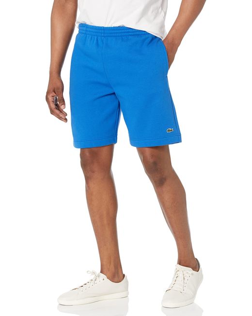 Lacoste Blue Solid Regular Fit Brushed Fleece Shorts for men