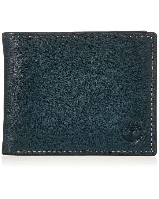 Timberland Green Leather Wallet With Attached Flip Pocket for men