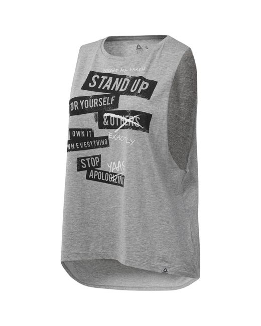 Reebok Gray S Stand Up Stop Apologizing Tank Top