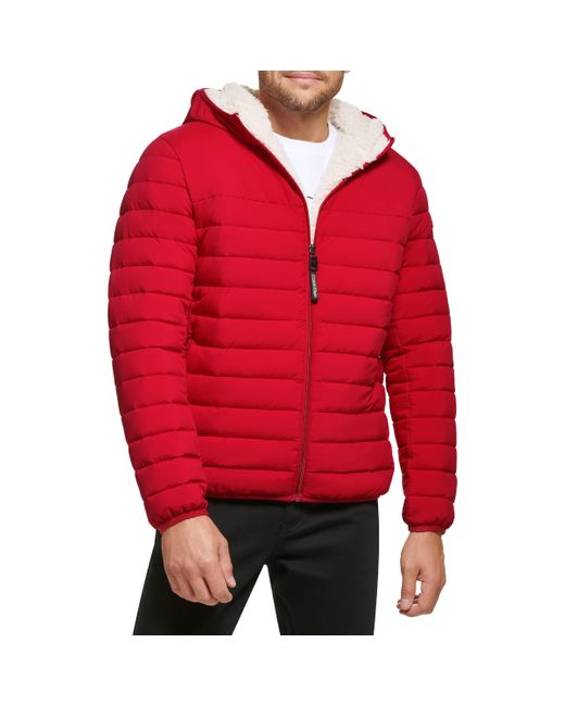 Calvin Klein Red Hooded Down Jacket for men