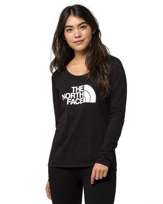 The North Face Black Long??μsleeve Half Dome Scoop Tee S Style: Ch2k-ky4