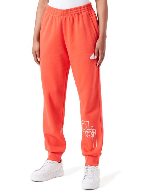 adidas Fleece Broek Met Grafische Print Voor in het Rood voor