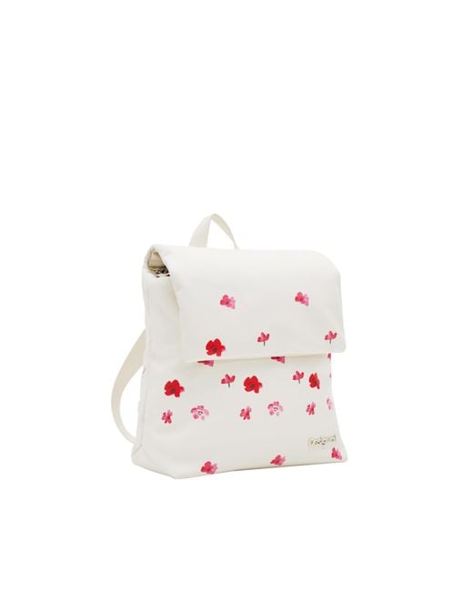 Desigual Pink S Padded Floral Backpack