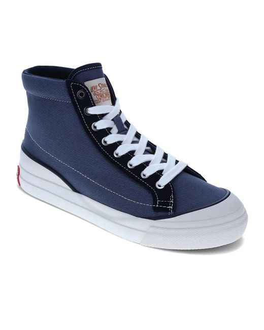 Levi's Blue Ls1 Canvas And Suede Hightop Casual Sneaker Shoe for men