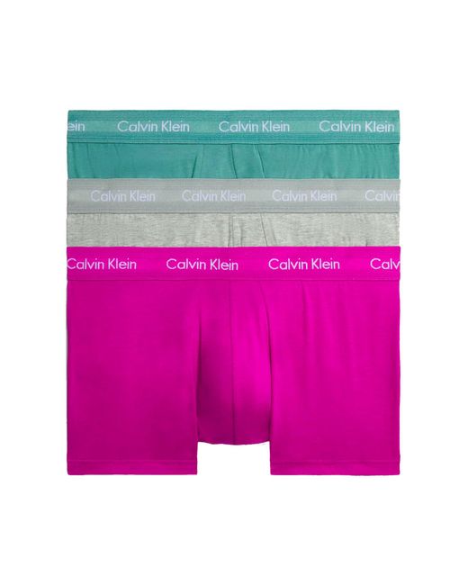 Low Rise Trunk 3pk 0000u2664g di Calvin Klein in Pink da Uomo