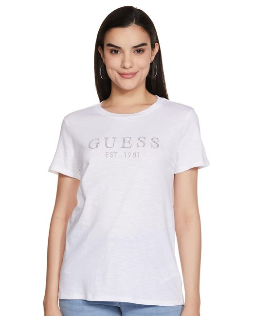 Guess S Crystal Easy T-shirt Pure White L