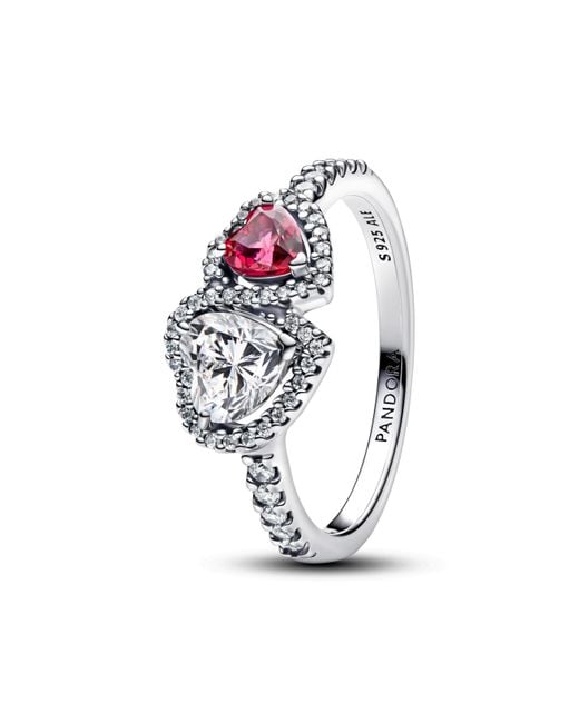 Pandora Halo Harten Ring in het Metallic