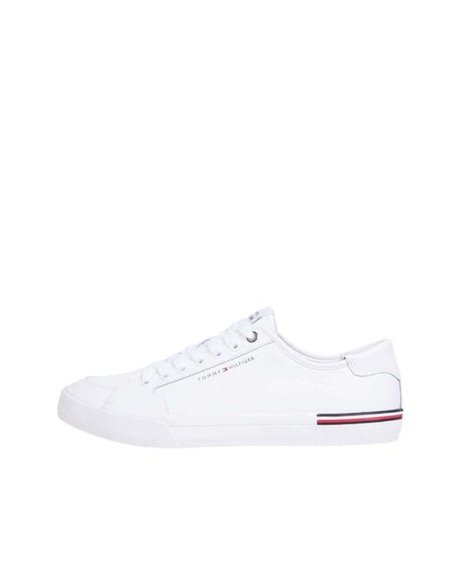 Tommy Hilfiger Core Corporate Vulc Leather Lage Top in het White voor heren