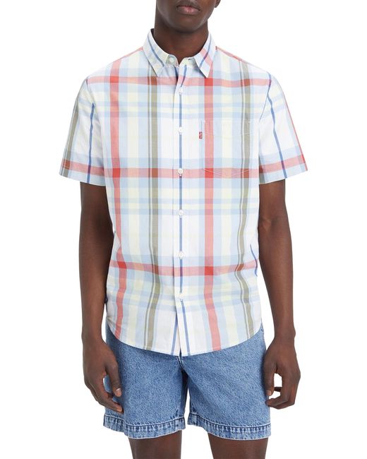 Levi's White Shortsleeve Sunset 1-pocket Standard Button Down Shirt for men