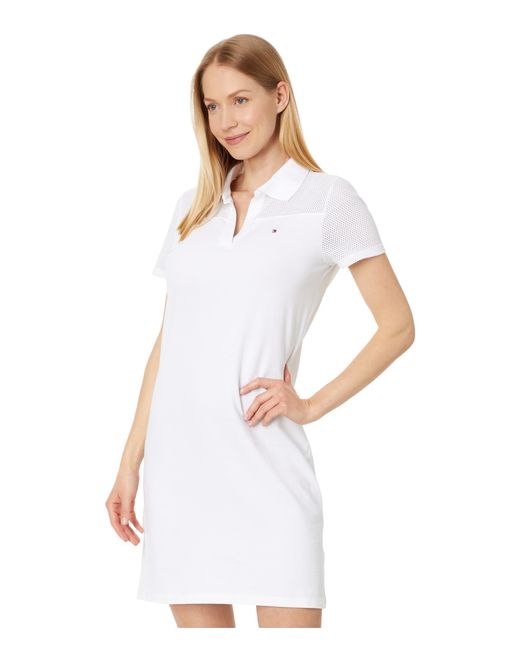 Tommy Hilfiger White Short Sleeve Collared Polo Dress Casual