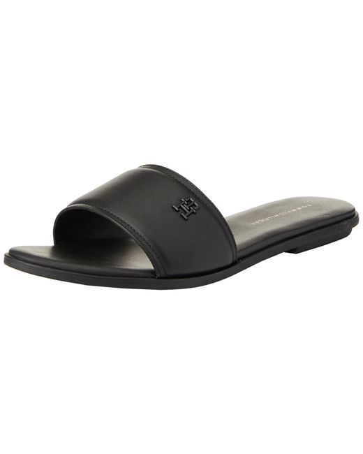 Tommy Hilfiger Black Pop Color Mule Sandal Flat