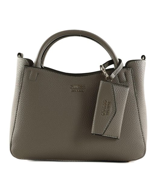 Guess Brenton Girlfriend Satchel S Dark Taupe in het Gray