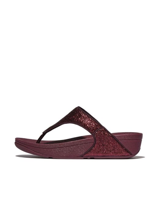 Fitflop Red Lulu Crinkled-shimmer Toe-post Sandals