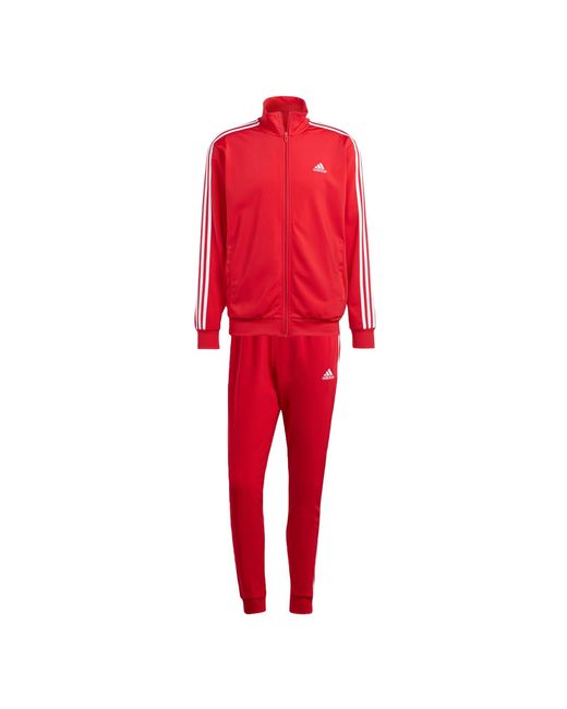 Adidas Basic 3-Stripes Tricot Track Suit Trainingsanzug in Red für Herren