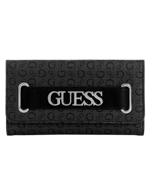 Guess Black Logo Belt Slim Wallet Clutch Bag