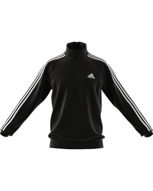 adidas Male Adult Essentials Fleece 3-stripes 1/4-zip Sweatshirt in Black |  Lyst UK