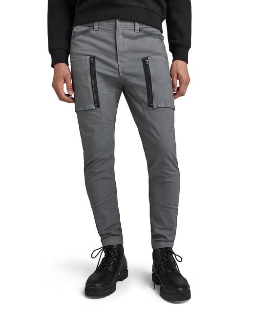G-Star RAW Black Zip Pocket 3d Skinny Cargo Pants for men