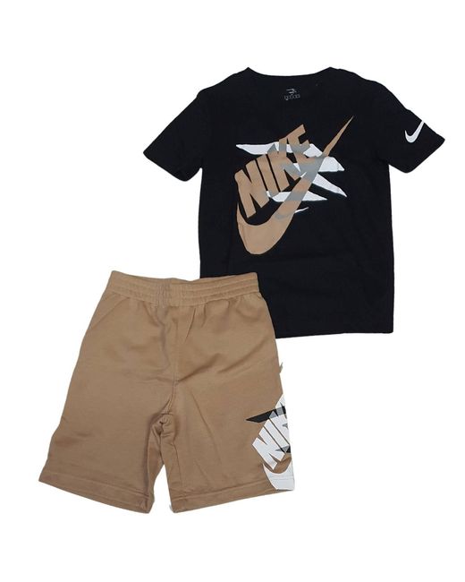 3Brand Completo T-Shirt e Shorts da Ragazzi Icon Duo Big Logo Nero Taglia L di Nike in Black