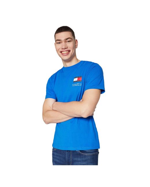 Tommy Hilfiger Blue Tjm Slim Essential Flag Tee Ext Dm0dm18263 S/s T-shirts for men