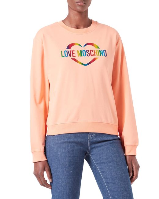 Love Moschino Blue Love Heart Multicolor Foil Print Sweatshirt