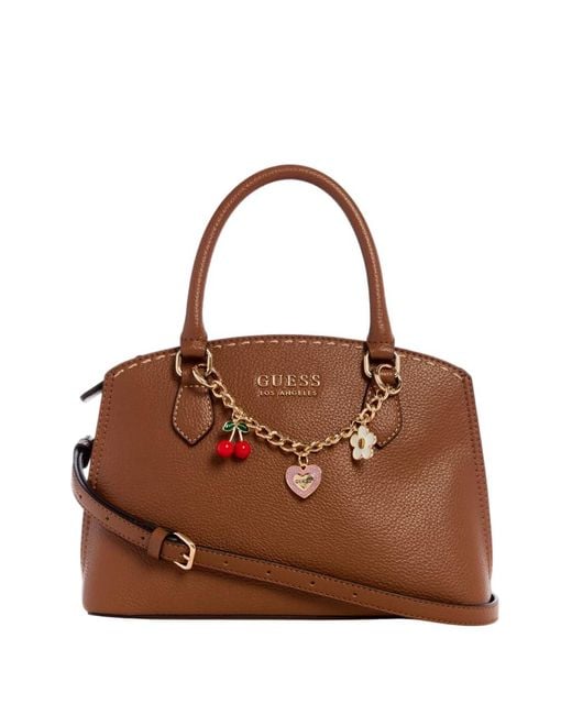 Guess Brown Factory Lynne Charm Small Satchel