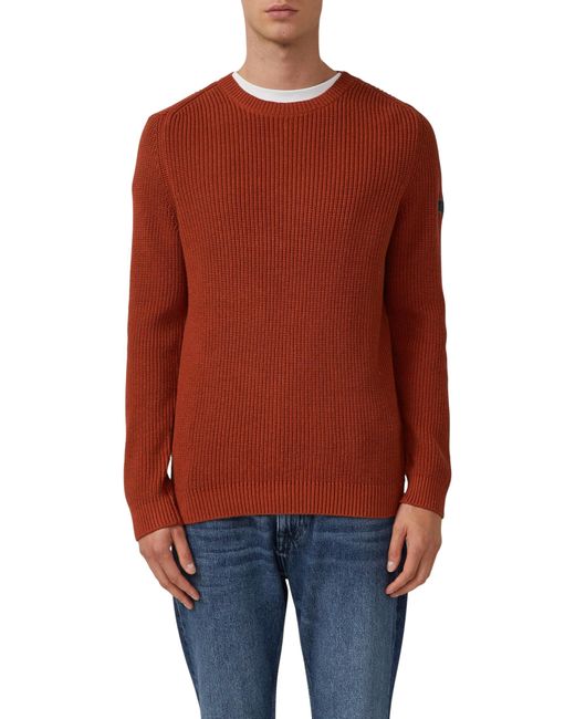 Strukturierter Baumwoll-Pullover mit Label-Patch in Rot