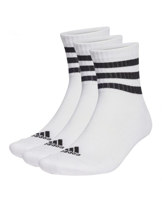 Calze 3-Stripes Cushioned Sportswear Mid-Cut (3 paia) di Adidas in White