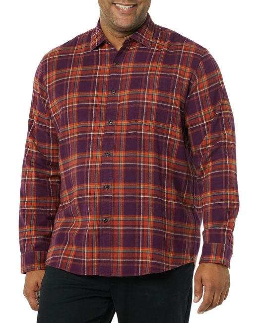 Amazon Essentials Red Long-sleeve Flannel Shirt for men