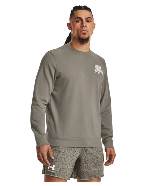 Under Armour Gray S Rival Terry Graphic Crew Sweater Grove Green 3xl for men