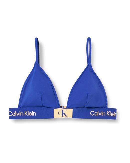 Top Bikini a Triangolo Donna Fixed Triangle-Rp senza Ferretto di Calvin Klein in Blue