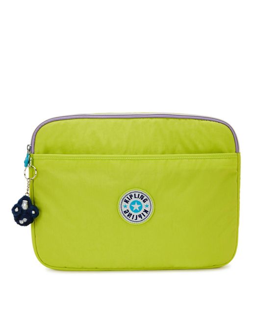 Kipling Green 13" Laptop Sleeve Stars Pop Tennis Lime