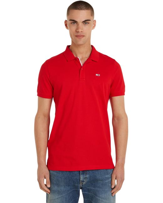 Tommy Hilfiger Red Tjm Slim Placket Polo S/s Polos for men