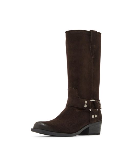 Steve Madden Ruskin – Stivali Da Motociclista Donna In Camoscio Grigio Talpa, Tacco 41 EU