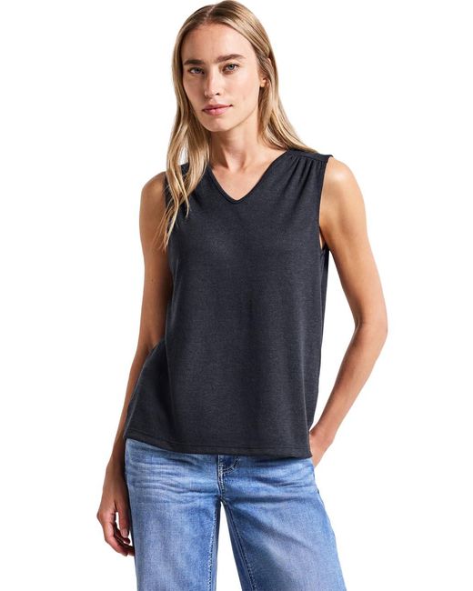 Street One Blue 3227134 V-Neck Top mit Spitze
