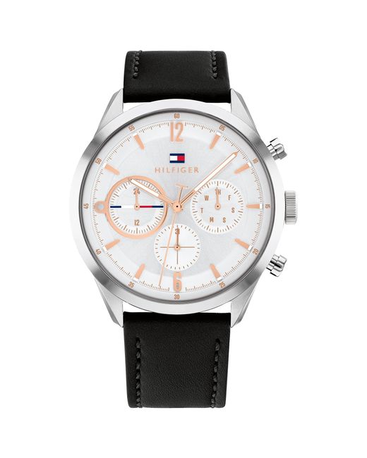 Reloj Analógico de Cuarzo multifunción para Hombre con Correa en Piel Negro - 1791941 Tommy Hilfiger de hombre de color Black