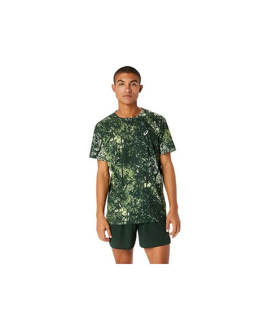 All Over Print SS Top T-Shirt Asics de hombre de color Green