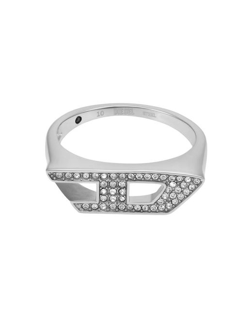 Anello da uomo in acciaio inox di DIESEL in Metallic