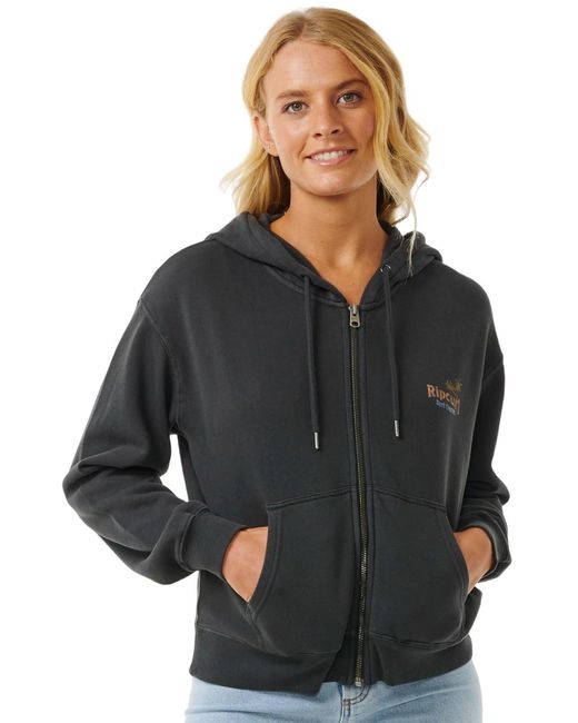 Rip Curl High Tide Scenic Relaxed Full Zip Sweatshirt S Black