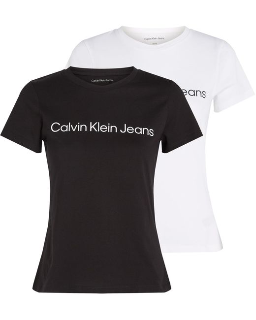 Calvin Klein Black Calvin Klein 2er Pack T-Shirts Kurzarm Institutional Logo Tee Rundhalsausschnitt