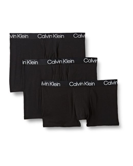 Calvin Klein Low Rise - Trunks 3 Pack - Signature Tailleband Elastisch - Zwart/zwart in het Black voor heren