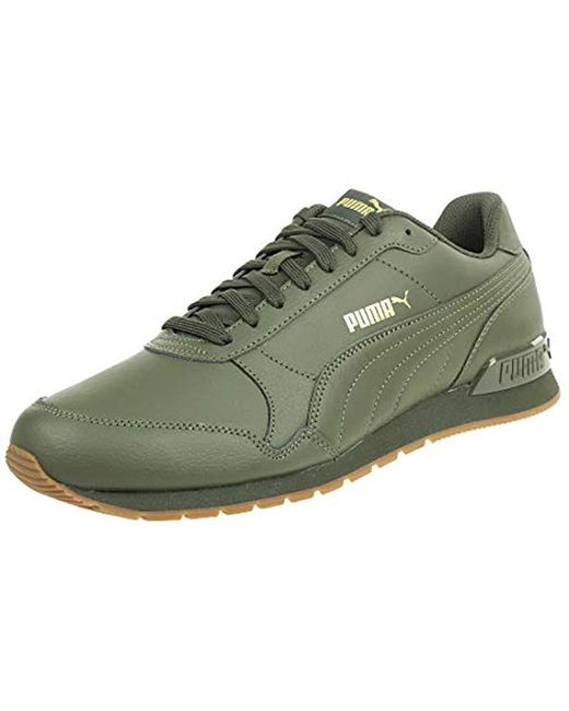 PUMA St Runner V2 Full L Unisex Leather Sneaker 365277 10 Green for Men |  Lyst UK