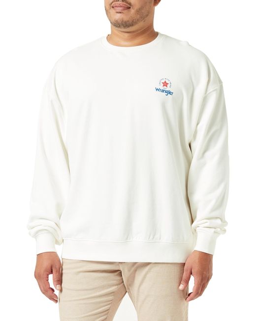 Wrangler White Men's Logo Crew Sweatshirt for men