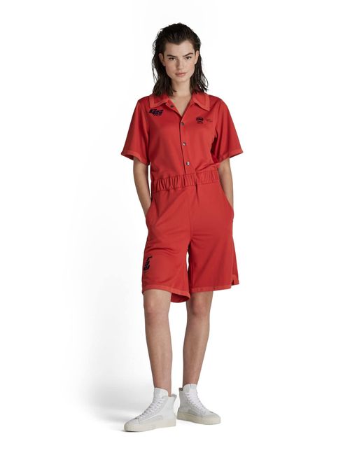 G-Star RAW Baseball Size Playsuit Jumpsuit in het Red