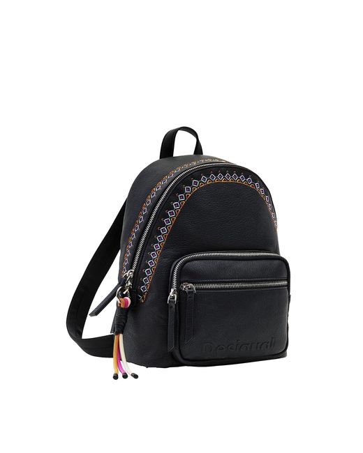 Desigual Black Small Embroidered Backpack