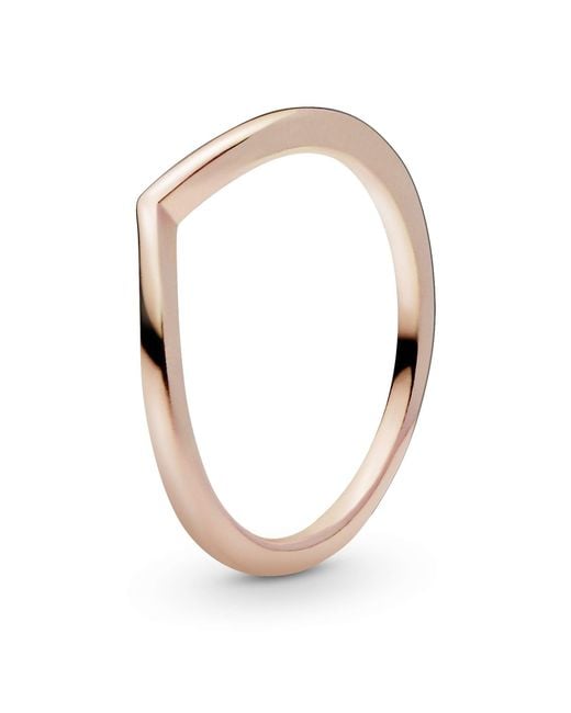 Pandora White Polished Wishbone 14k Rose Gold-plated Ring