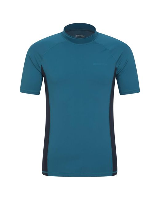 Mountain Warehouse Blue Mens Uv Rash Vest - Lightweight, Quick Drying & Stretchy T-shirt With Upf 50+ & Flat Seams - For Spring for men