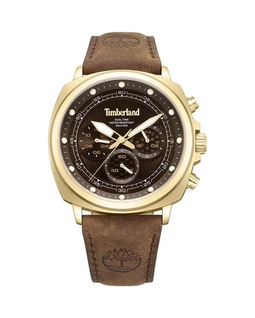Timberland Analog Quarz Uhr mit Leder Armband TDWGF0042003 in Metallic für Herren