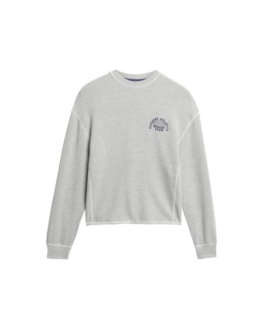 Superdry White Athletic Essentials Sweatshirt Grau Meliert 38