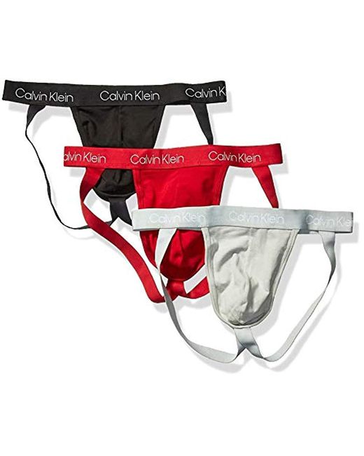 Calvin Klein 3 Pack Jock Straps Cotton Stretch in Red for Men Mens Clothing Underwear Boxers briefs 