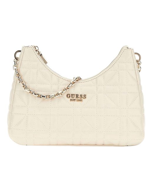 Guess Assia Top Zip Schoudertas Voor in het Natural